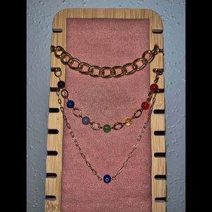 Evil eye stacked chakra bracelet